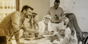 Marketing professionals team meeting